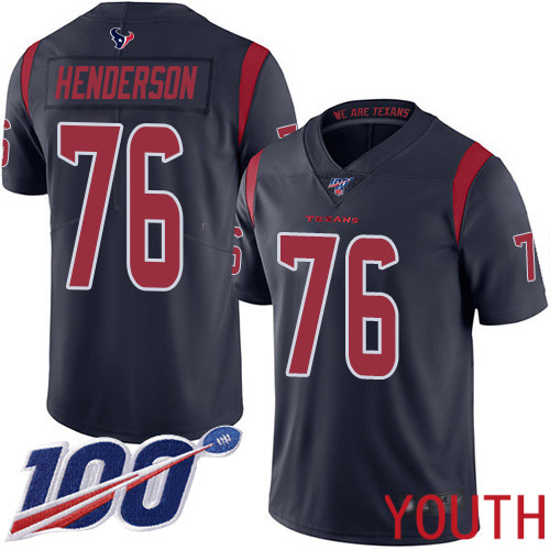 Houston Texans Limited Navy Blue Youth Seantrel Henderson Jersey NFL Football #76 100th Season Rush Vapor Untouchable